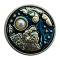 Moonlit sky button teal and silver-effect metal sold individually