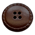 Genuine Italian Leather Button – 24mm Stitched Edge – Sold Individually