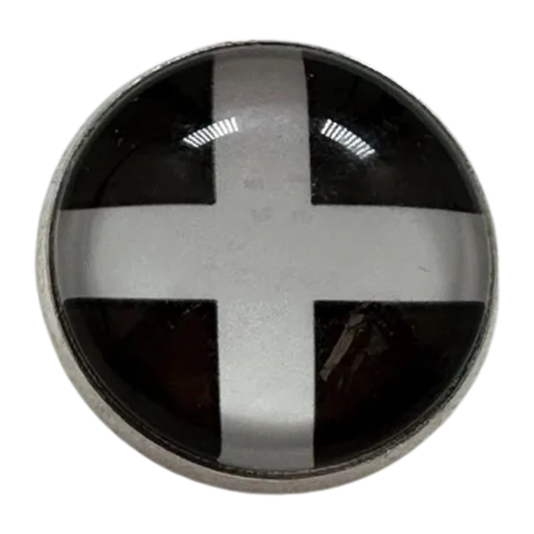 St Piran’s Flag Button – 22mm Glass & Metal – Sold Individually