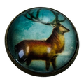 Stag Glass & Metal Button – 22mm Woodland Deer Picture Button – Sold Individually