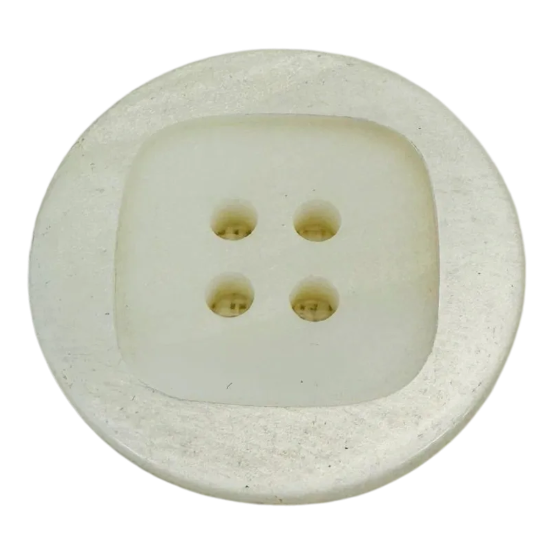 Pale Cream Bonfanti Button 26mm (41L, 1") Square Centre Sew-Through – Sold Individually