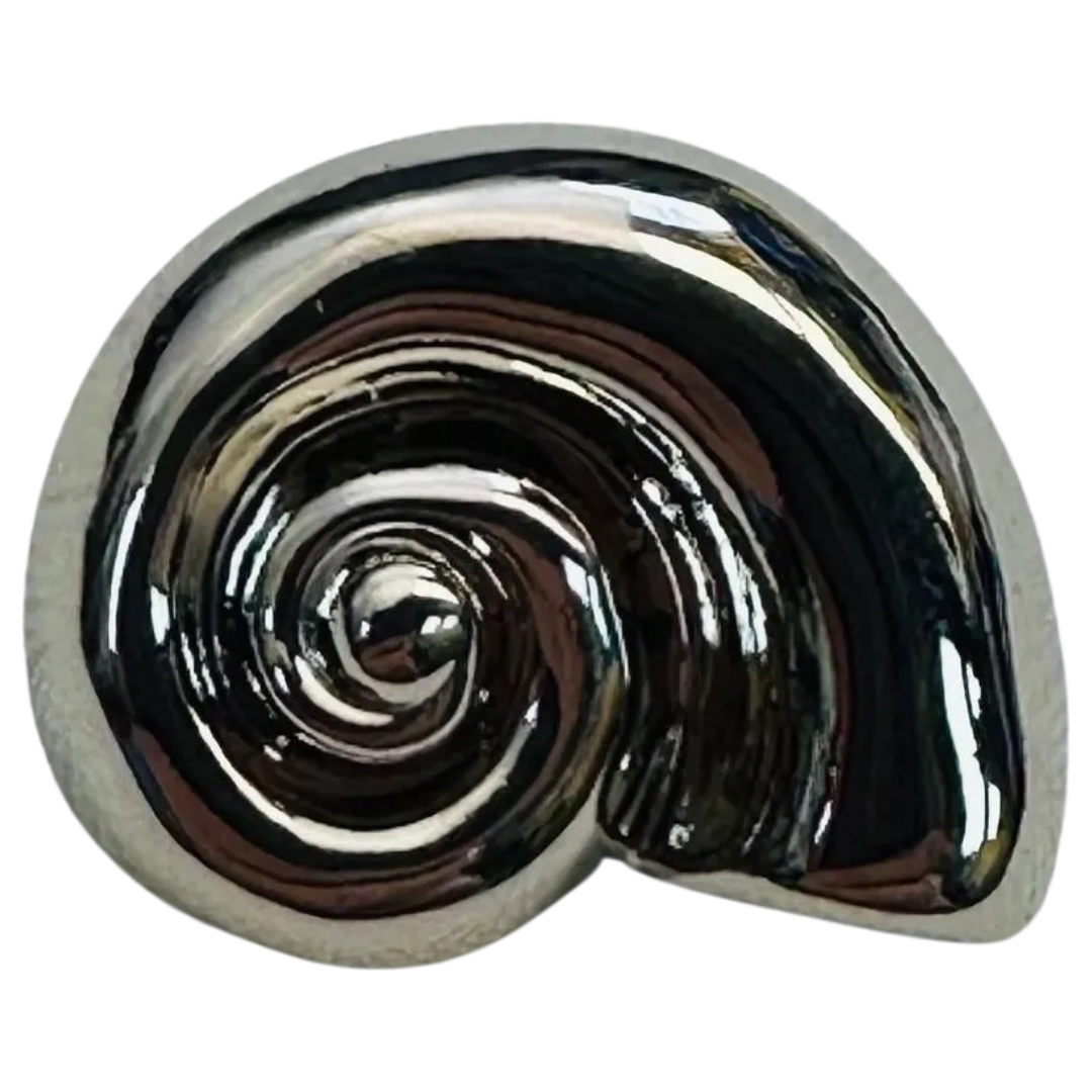 Silver Spiral Shell Buttons – 19mm Metal Shank Buttons – Coastal Shell Design – Sold Individually