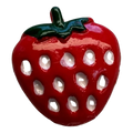 Strawberry Button 15mm – painted red fruit design – sold individually