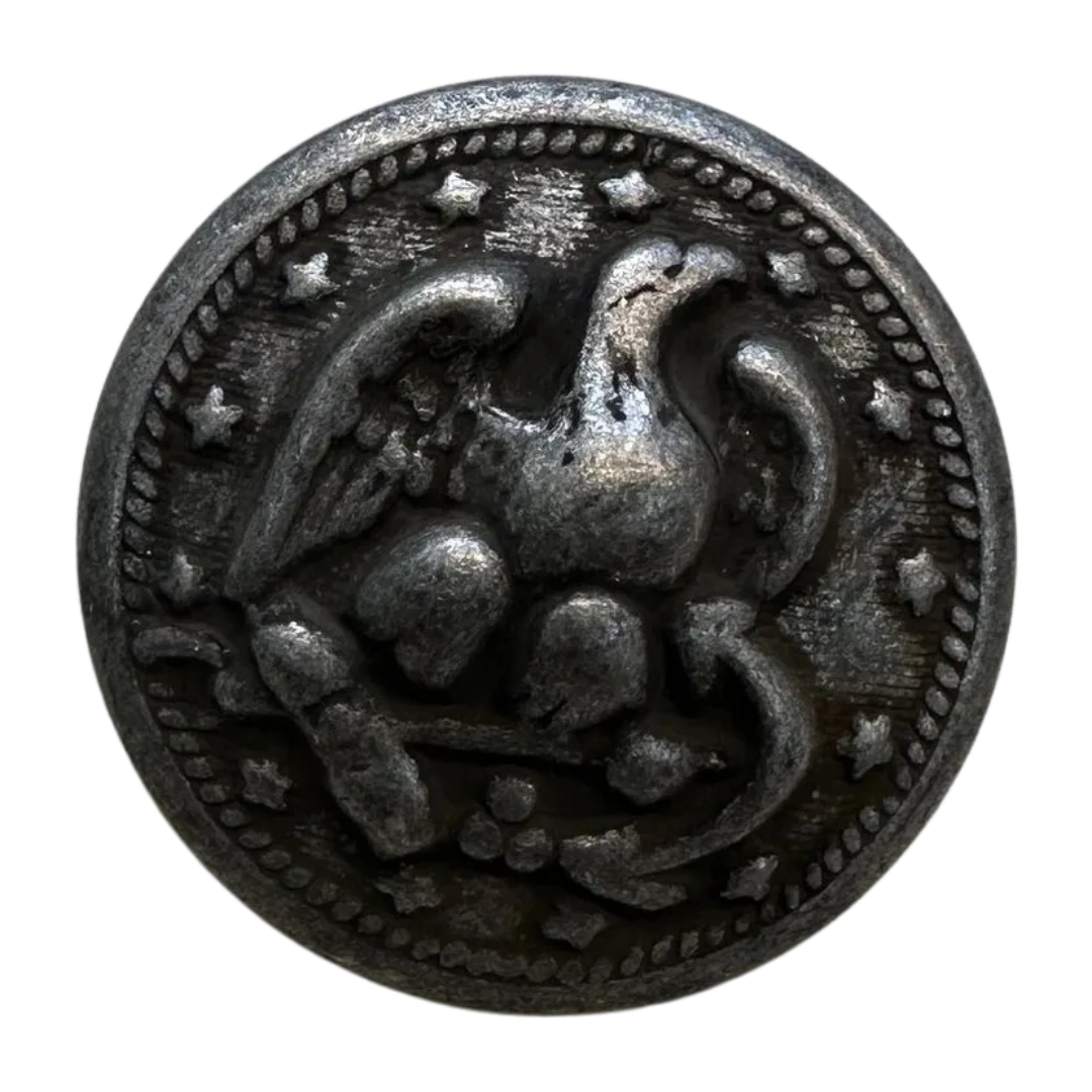 Aged Tin Effect Eagle Metal Button 25mm – Heritage Motif by Dill – Sold Individually