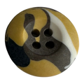 Ochre button 20mm with brown and white detail sold individually