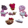 Buttons Galore Baby Girl Novelty Buttons – Baby Shower & Nursery Sewing Buttons – Pack of 8