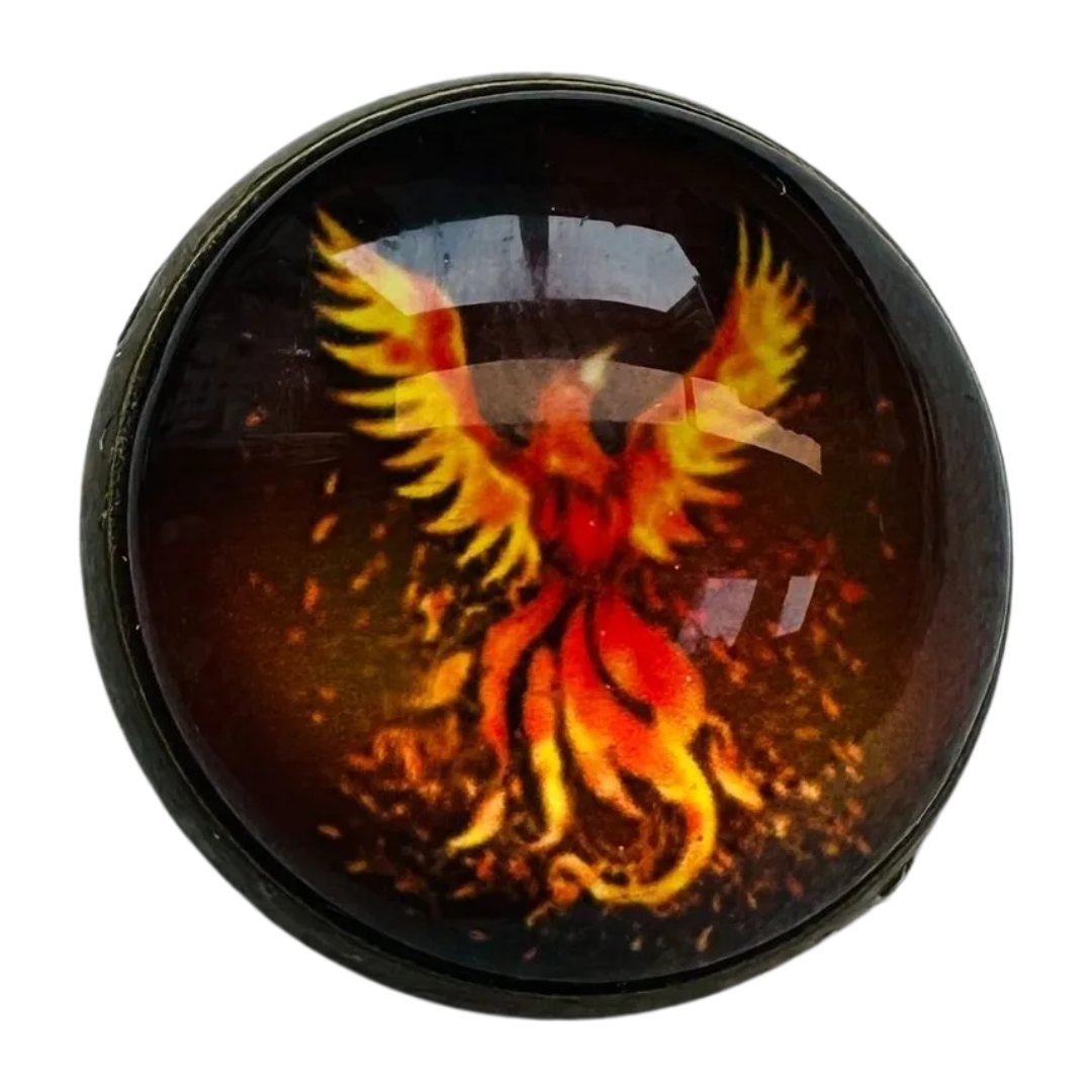 Phoenix Button – 22mm Glass and Metal Shank Button – Sold Individually