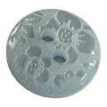 Pale blue button 12mm floral damask design sold individually