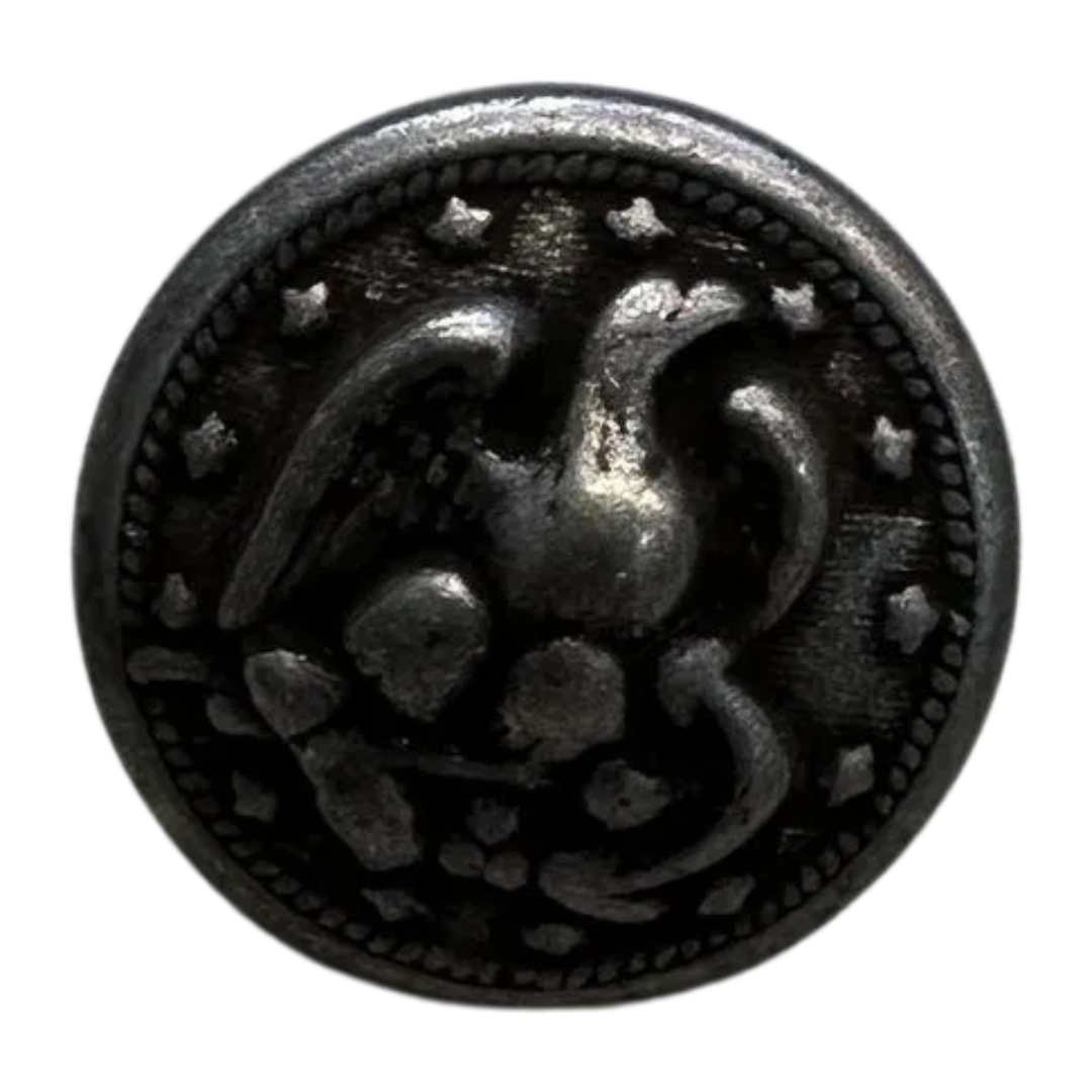 Aged Tin Effect Eagle Metal Cuff Button 15mm – Heritage Motif by Dill – Sold Individually