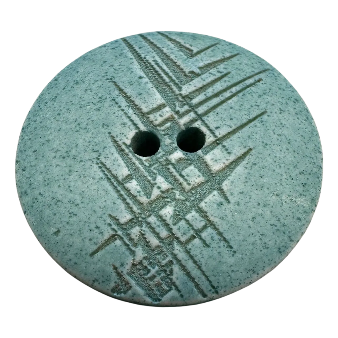 Sea Green Textured Button 28mm – Etched Design – Sold Individually
