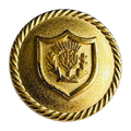 Metal button 20mm gold-tone raised shield design sold individually
