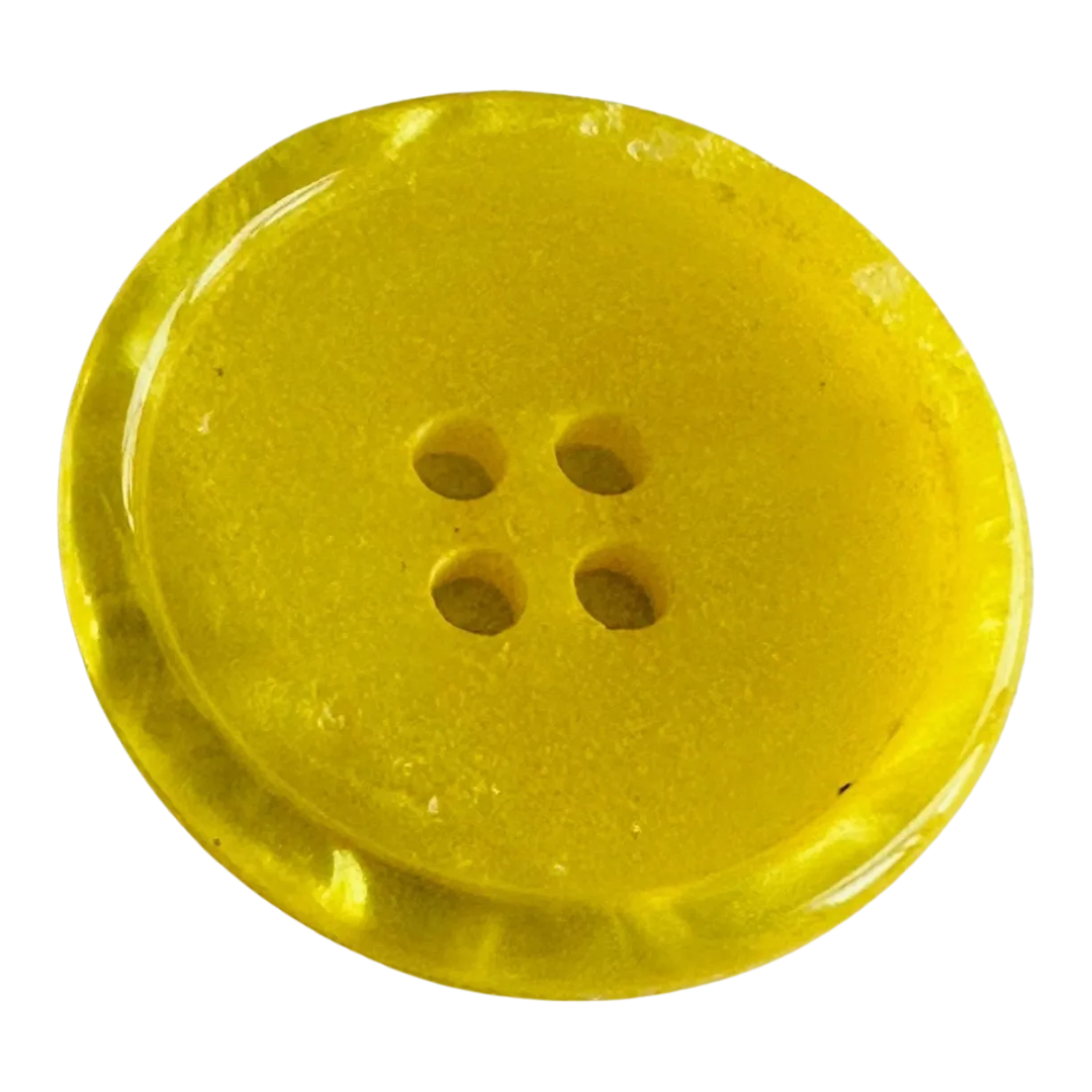 Yellow button 23mm ring edge pearlised design sold individually