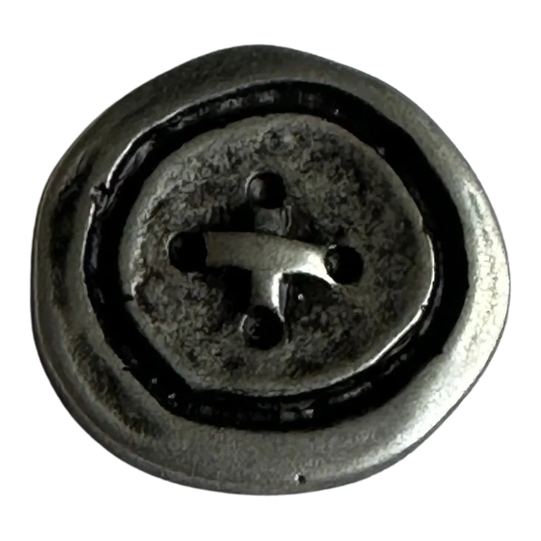 Metal button 18mm silver-tone rustic design sold individually