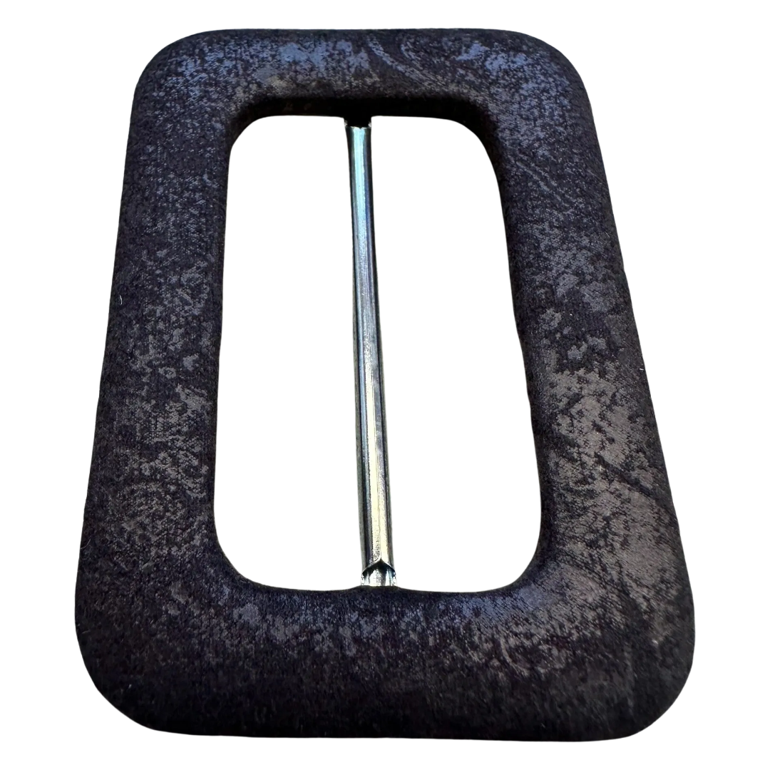 Black Faux Leather Buckle 50mm – Distressed Covered Buckle – Vintage 1990s