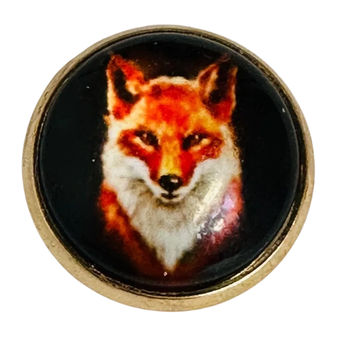 Fox button 16mm glass and metal sold individually