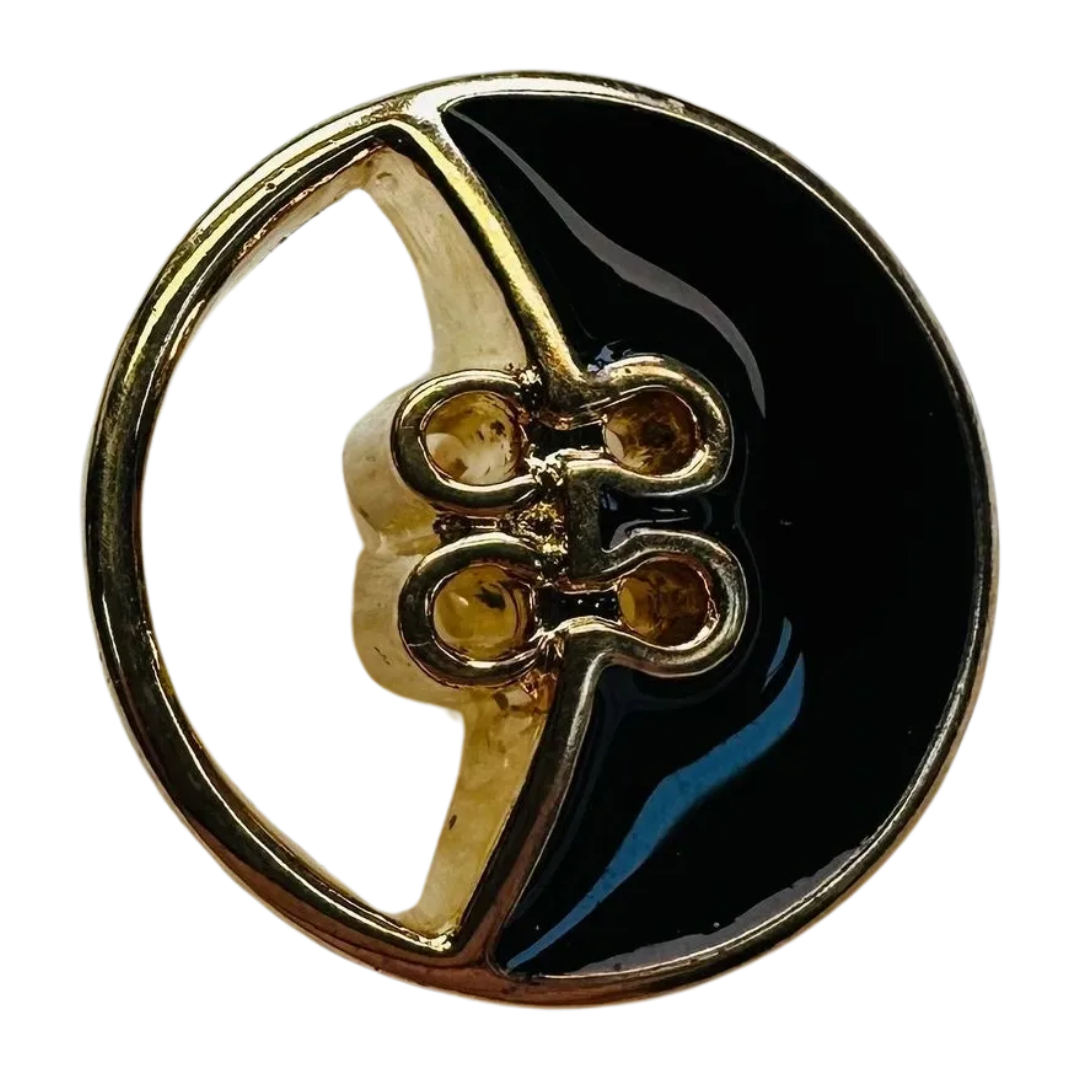 Black and Gold Tone Buttons 25mm – Open Circle Design – Coat & Cardigan Button – Sold Individually