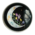 Floral moon button 22mm in glass and metal sold individually