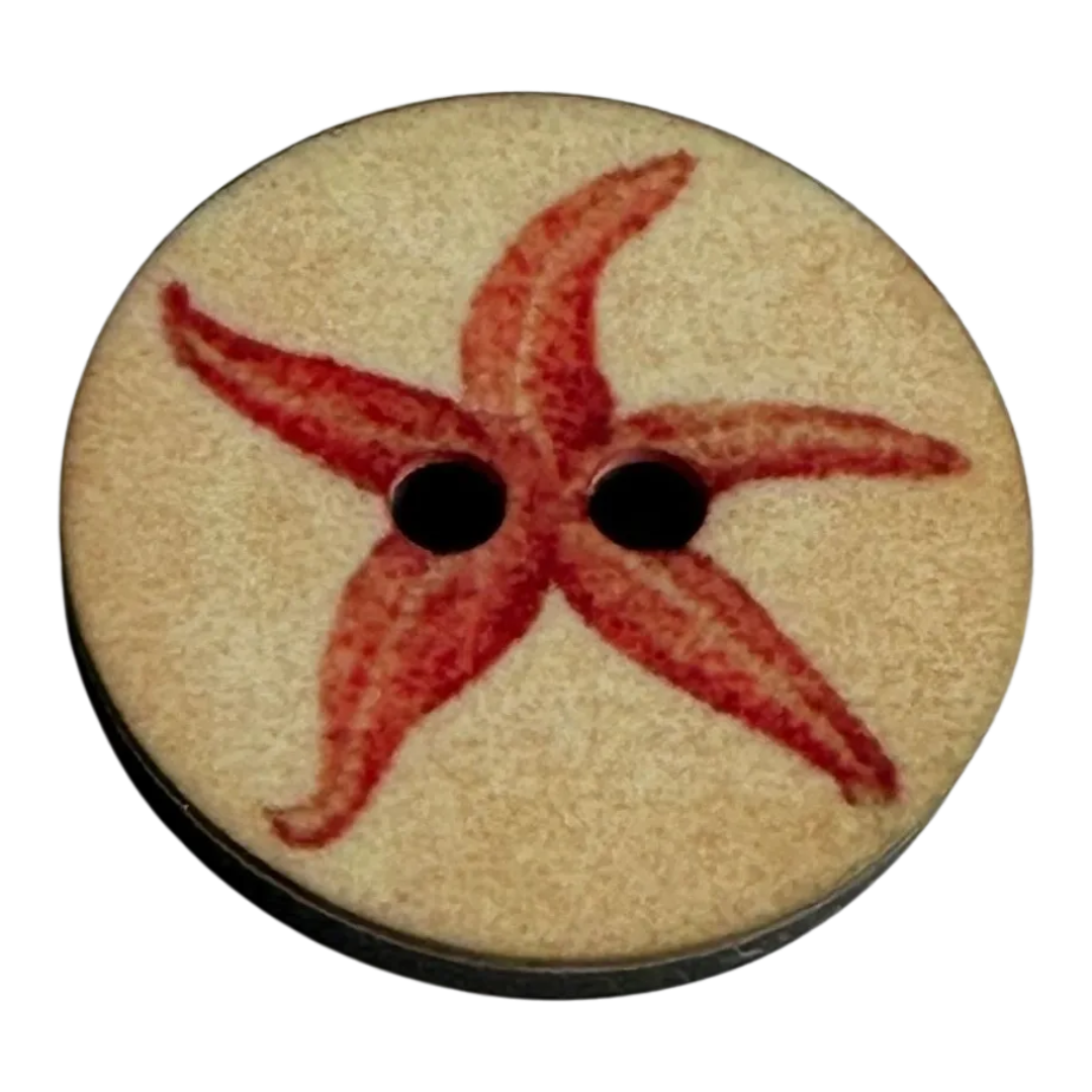Starfish button 18mm orange and beige sold individually