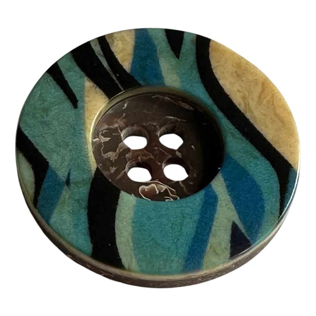 Blue Wave Button 23mm – Patterned Design – Sold Individually