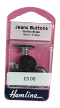 Jeans buttons black hammer-on design 16mm a pack of six