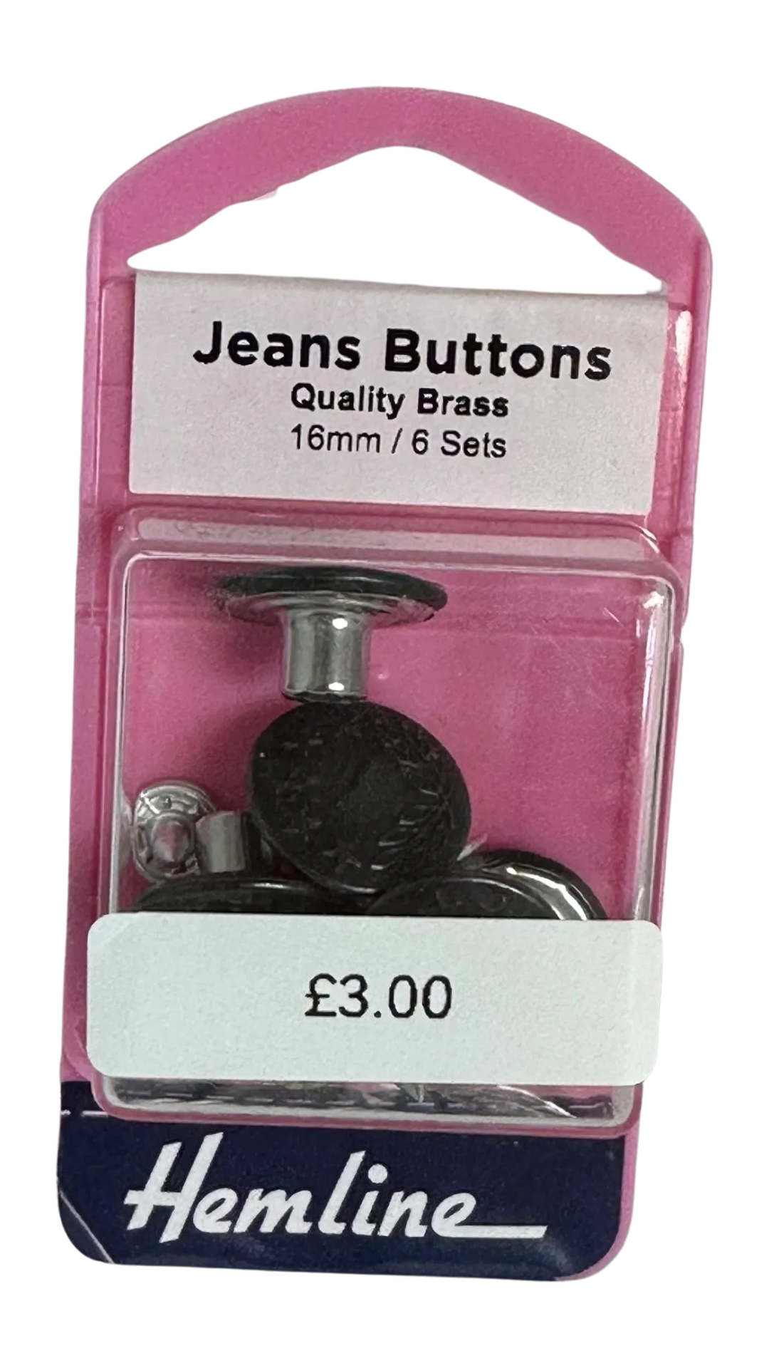 Jeans buttons black hammer-on design 16mm a pack of six