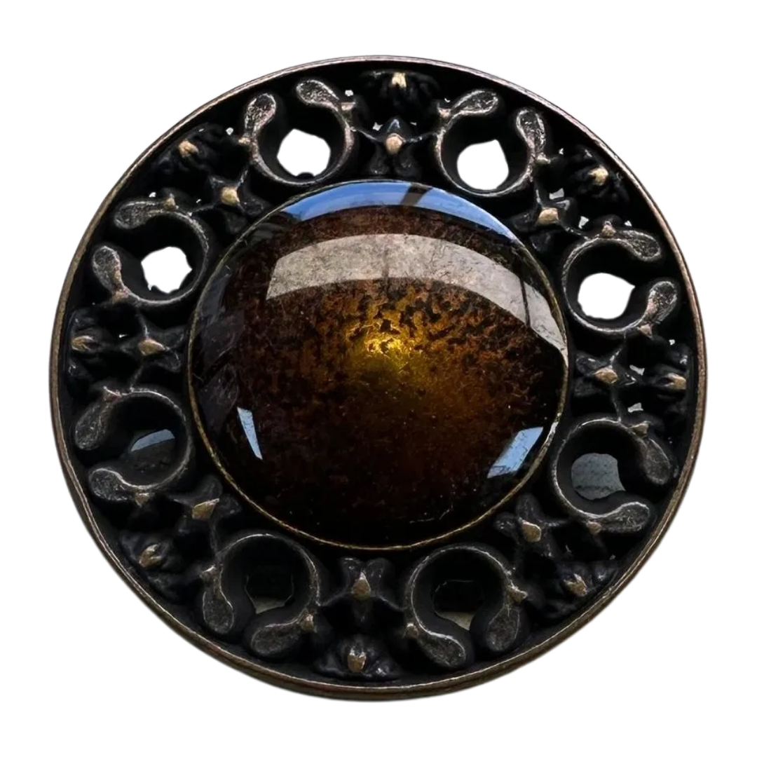 Brown Glass Effect Buttons – 23mm (36L / 7/8") Metal & Resin Shank – Sold Individually