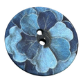 Blue Flower Button – 35mm – Sew-Through – Denim Effect – Sold Individually