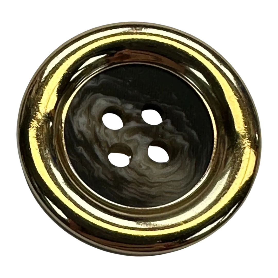 Brown button 23mm with a gold coloured edge sold individually