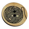 Yarn ball button 23mm black on sepia sold individually