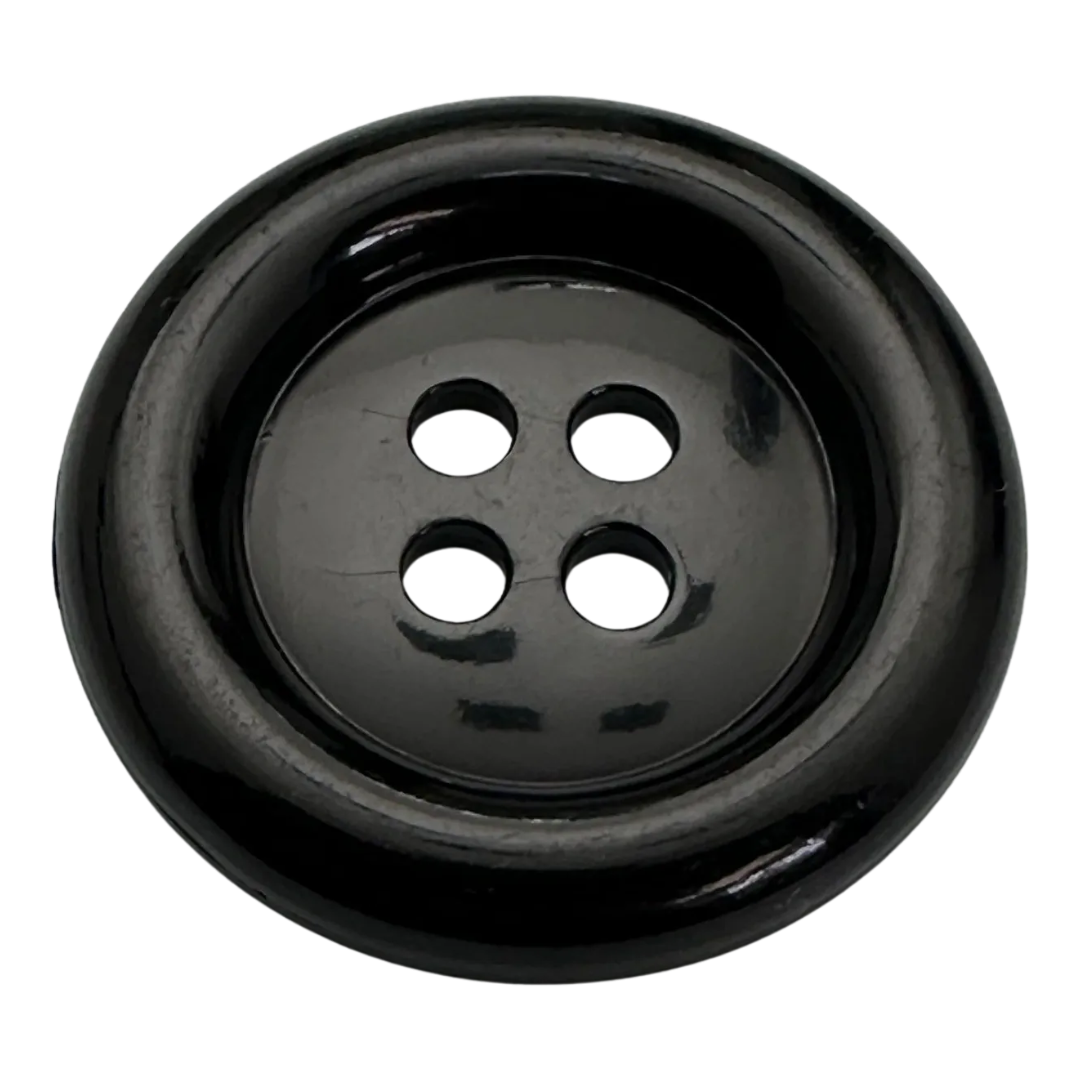 Black button 38mm sew through glossy finish sold individually