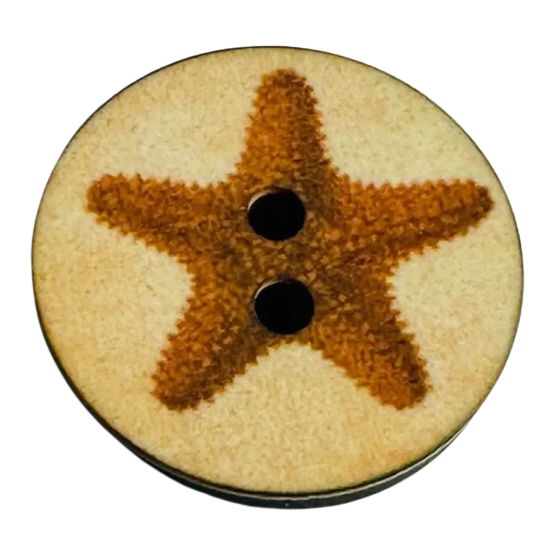 Starfish button 18mm burnt orange and beige sold individually