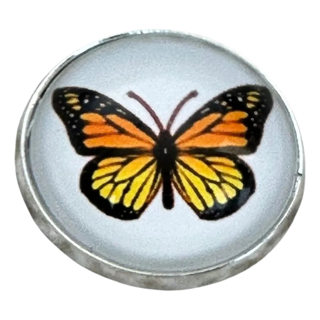 Butterfly Glass & Metal Button 22mm – Domed Picture Button