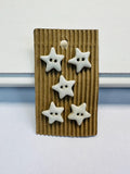 White Ceramic Star Buttons – 17mm – Set of Five